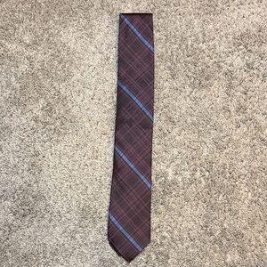 Murano Maroon and Blue Striped Plaid Men's Tie